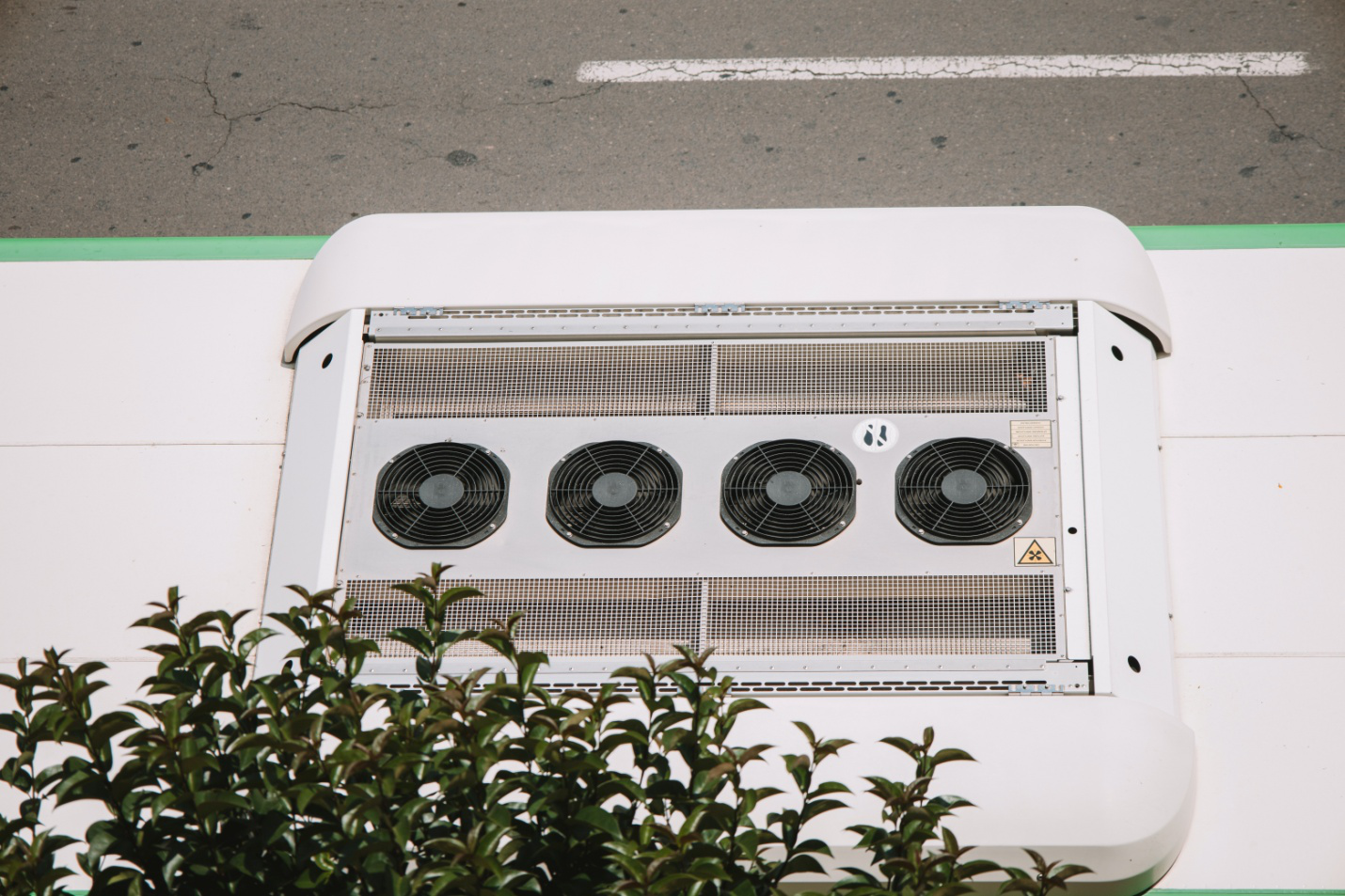 A large air conditioner mounted on a wall.